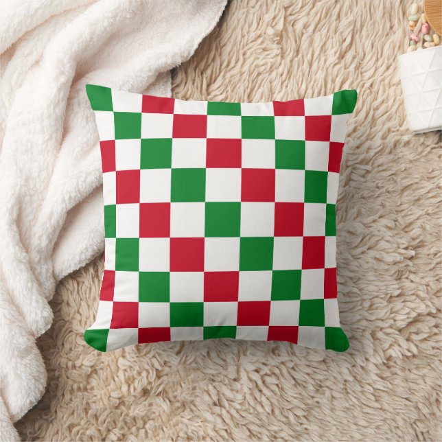 Classic Christmas Chequerboard Pattern Throw Pillow (Blanket)