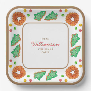 Classic Christmas Cookie Customizable Paper Plate