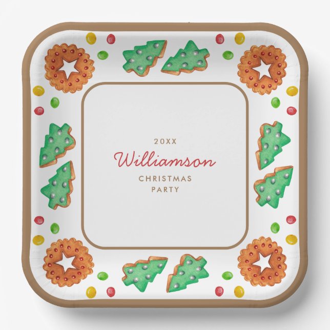 Classic Christmas Cookie Customizable Paper Plate (Front)
