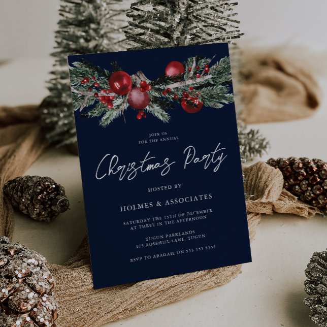 Classic Christmas Corporate Blue Christmas Party Invitation (Creator Uploaded)