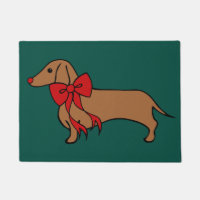 Classic Christmas Dachshund Puppy Doormat