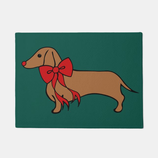  Classic Christmas Dachshund Puppy Doormat  (Front)