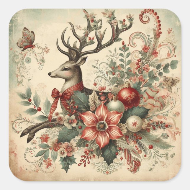Classic Christmas Deer Stickers (Front)