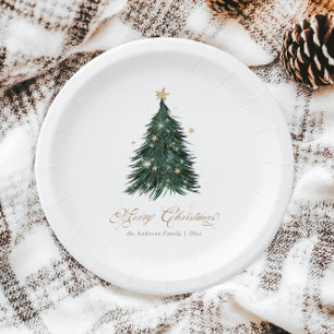 Classic Christmas Evergreen  Paper Plate