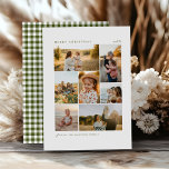 Classic Christmas Family Seven Photo Collage Holiday Card<br><div class="desc">Timeless family photo collage Christmas card with seven photos on the front and a classic green gingham back for your personalized message and names.</div>