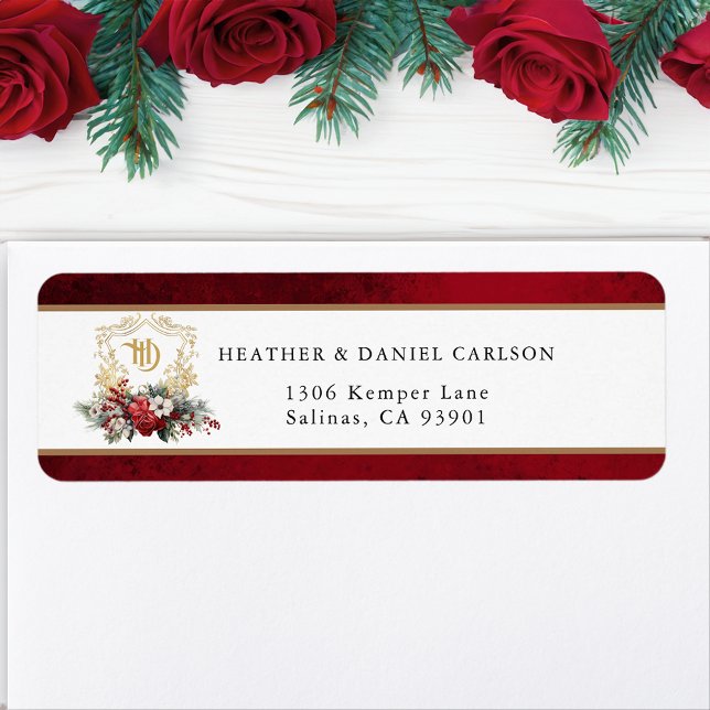 Classic Christmas Floral Crest Monogram Wedding (Creator Uploaded)