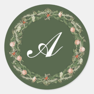 Classic Christmas Floral Monogram Envelope Seal