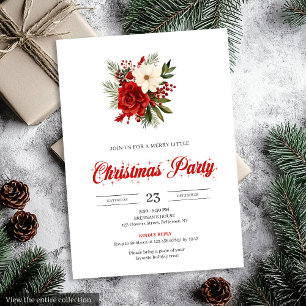 Classic Christmas Flowers Botanical Christmas  Invitation