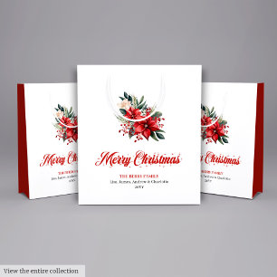 Classic Christmas Flowers Botanical Gift Bags