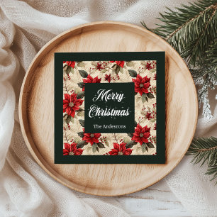 Classic Christmas Flowers Napkins Rustic Elegance