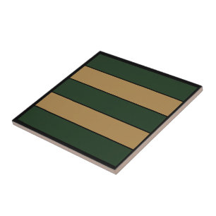 Classic Christmas Green And Gold Stripes Tile