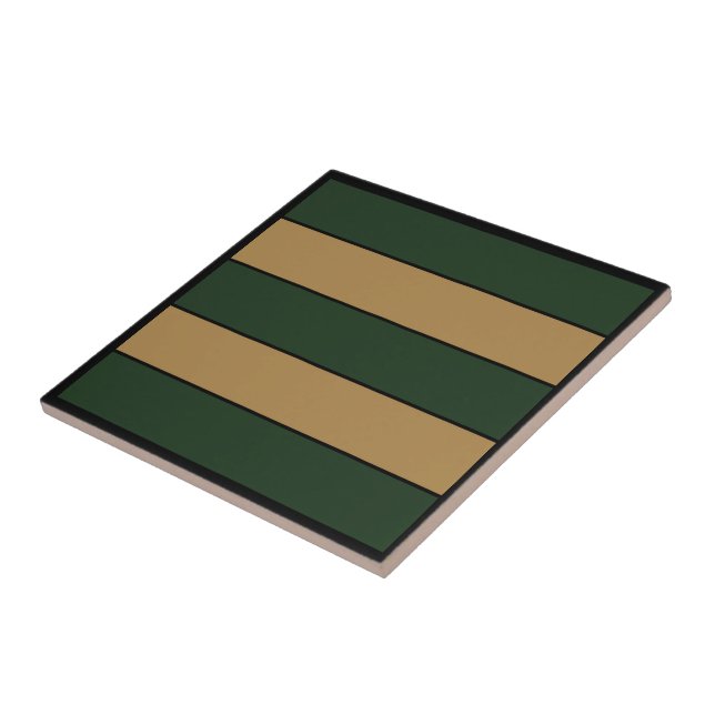 Classic Christmas Green And Gold Stripes  Tile (Side)