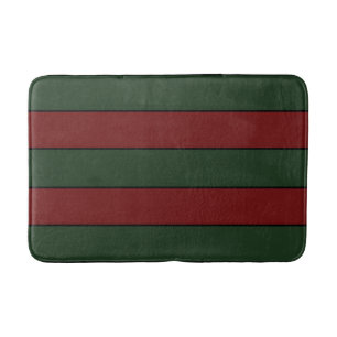 Classic Christmas Green And Red Stripes Bath Mat