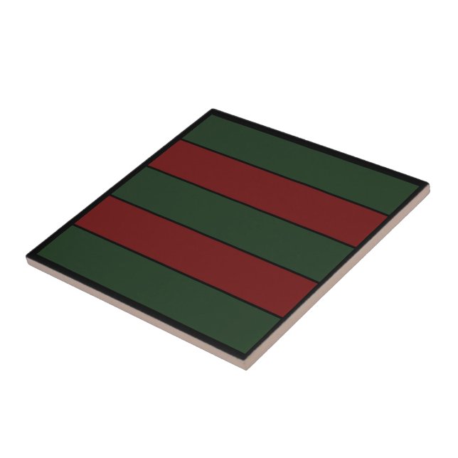 Classic Christmas Green And Red Stripes  Tile (Side)