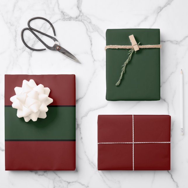 Classic Christmas Green And Red Stripes Wrapping Paper Sheet (Front)