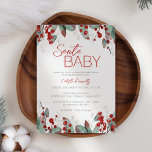 Classic Christmas Greenery Santa Baby Shower Invitation<br><div class="desc">This Classic Christmas greenery Santa baby shower invitation is perfect for a sweet festive holiday baby shower! Dive into the magic of the season with our cheerful and simple designs, blending classic charm with a whimsical fairytale. Adorned with adorable woodland animals and merry and bright watercolor accents, this collection radiates...</div>