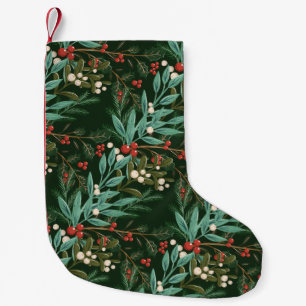 Classic Christmas Holiday Botanical Green Berry Small Christmas Stocking