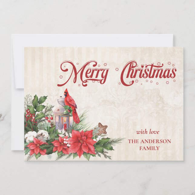 Classic Christmas Holiday Cards with Cardinal  (Front)