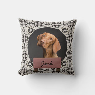 classic christmas holiday Custom Dog Photo Throw Pillow