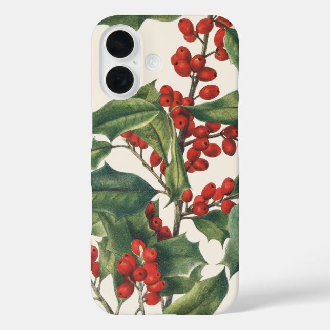 Classic Christmas Holly with Red Berries Art Case-Mate iPhone Case (Back)