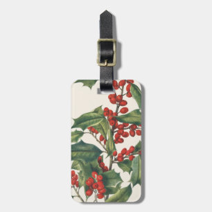 Classic Christmas Holly with Red Berries Art Luggage Tag