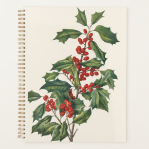 Classic Christmas Holly with Red Berries Art Planner