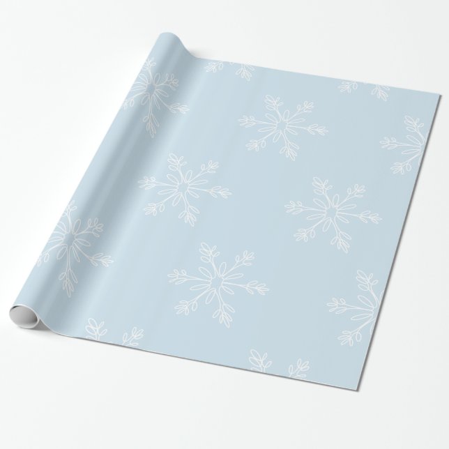Classic Christmas Large Snowflakes Wrapping Paper (Unrolled)