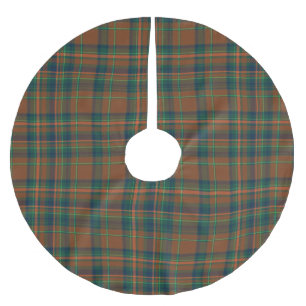 Classic Christmas Navy and Orange Plaid Flannel Brushed Polyester Tree Skirt
