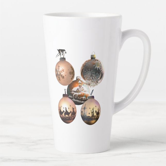 Classic Christmas Ornament Assortment Latte Mug (Right)