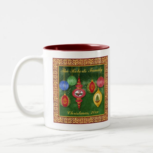 Classic Christmas Ornament Family Christmas Mug (Left)