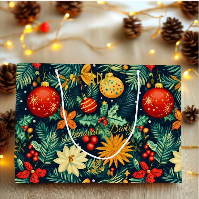 Classic Christmas Ornaments and Holly Gift Bag (Creator Uploaded)