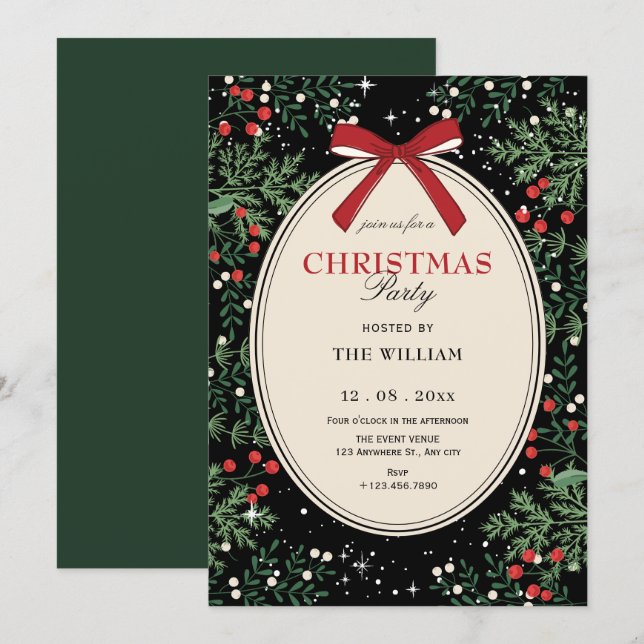 Classic christmas party  invitation (Front/Back)
