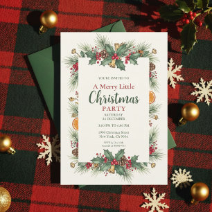 Classic Christmas Party Invitation Holly Frame