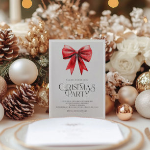 Classic Christmas Party Invitation with Red Bow