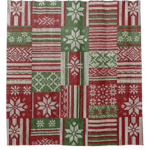 Classic Christmas Patchwork Knit -Red, Green (2)
