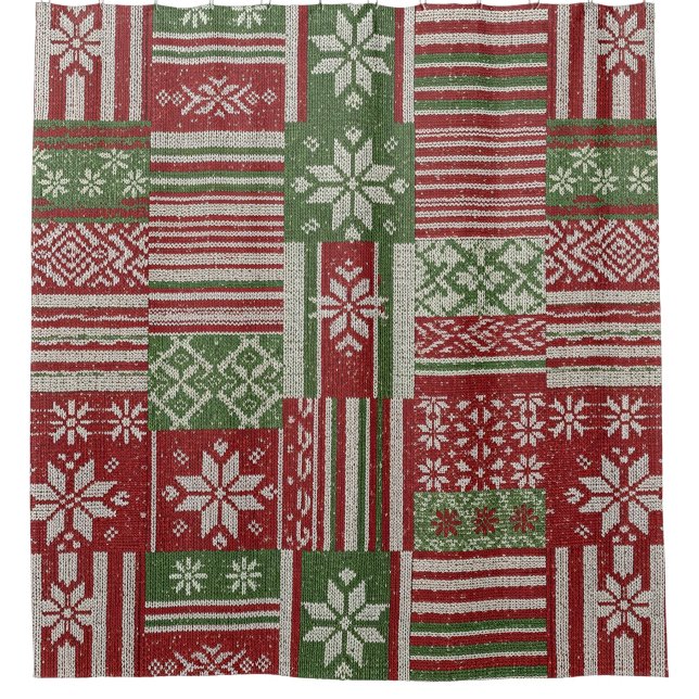 Classic Christmas Patchwork Knit -Red, Green (2) (Front)