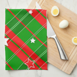 Classic Christmas pattern in red and green Kitchen Towel