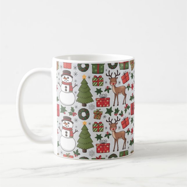 Classic Christmas Patterns and Prints Coffee Mug (Left)