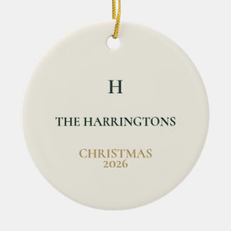 Classic Christmas Personalized Family Monogram Ceramic Ornament