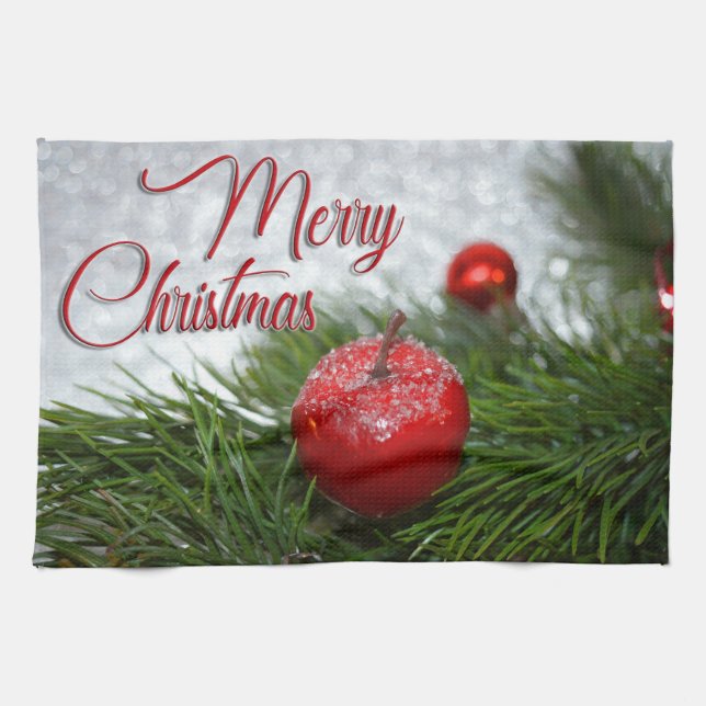 Classic Christmas Pine and Cheer Kitchen Towel (Horizontal)