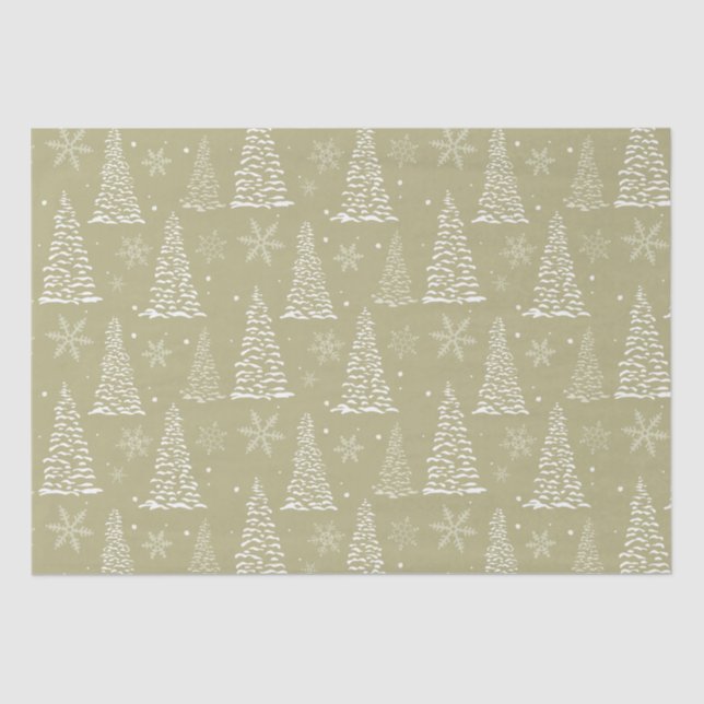 Classic Christmas Pines on Green Tissue Paper (Front)