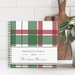 Classic Christmas Plaid Family Recipe Notebook<br><div class="desc">Custom-designed family recipe book for the holiday season featuring vintage classic style Christmas plaid design with personalized family name and year.</div>