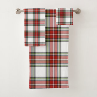 Classic Christmas Plaid Pattern Bath Towel Set