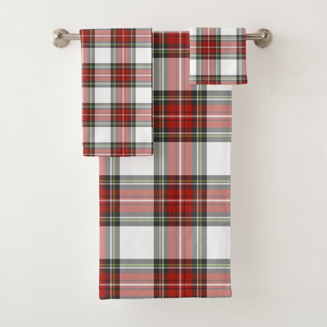 Classic Christmas Plaid Pattern Bath Towel Set (Insitu)