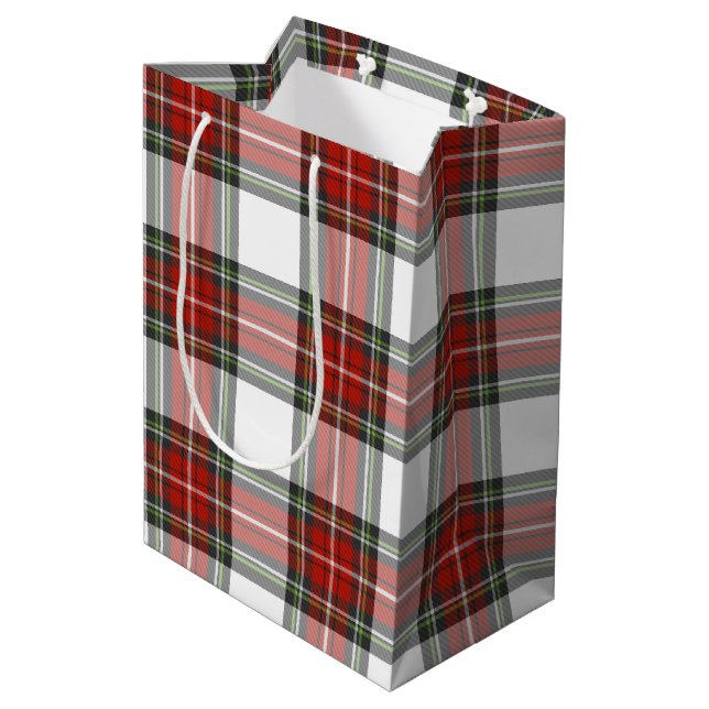 Classic Christmas Plaid Pattern Medium Gift Bag (Back Angled)