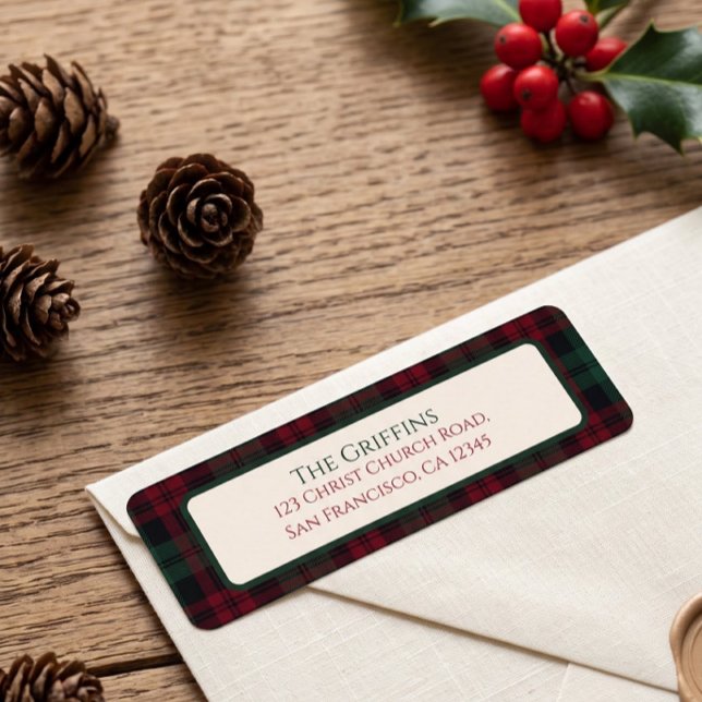 Classic Christmas Plaid Return Address Labels (Classic Plaid Christmas Return Address Label)