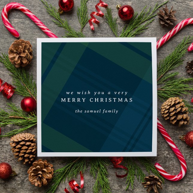 Classic Christmas plaid simple personalized Napkin (Creator Uploaded)