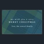 Classic Christmas plaid simple personalized Sticker<br><div class="desc">With its classic holiday tartan background, this chic and stylish Christmas sticker is the perfect touch to all your presents. The navy and green black watch plaid inspired tag features a customizable message and a spot for personalization. This plaid Christmas sticker is designed to match with the classic holiday tartan...</div>