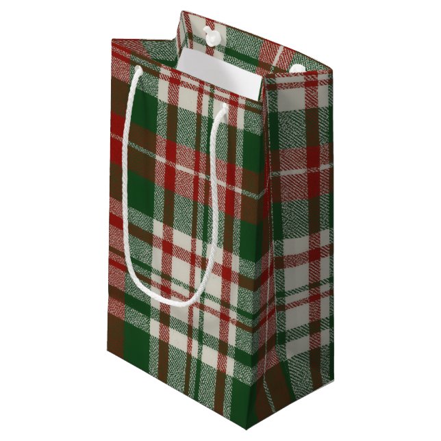 Classic Christmas Plaid Small Gift Bag (Front Angled)