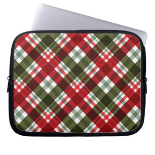 Classic Christmas Plaid Tartan Pattern Festive Red Laptop Sleeve
